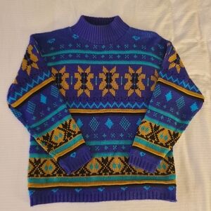 Vintage‎ 80s Crochet Club knitted sweater size Medium USA colorful M